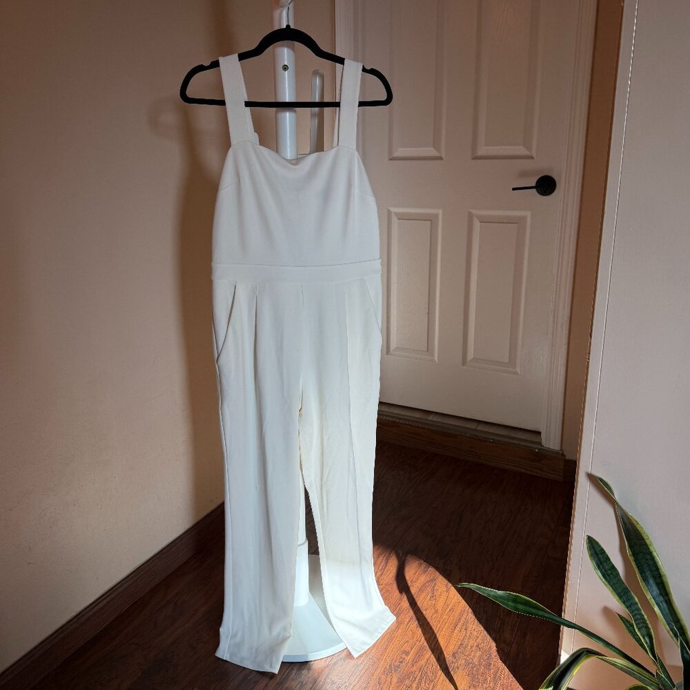 Express White Straight Leg Jumpsuit - Size M